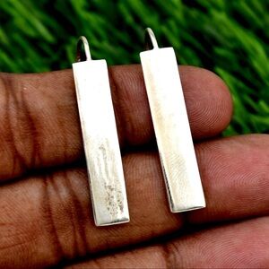 Elegant Silver Rectangular Earrings